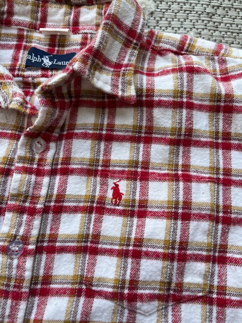Kid's Size 4-5 RALPH LAUREN Vintage Plaid Flannel Button Up Shirt Long Sleeves